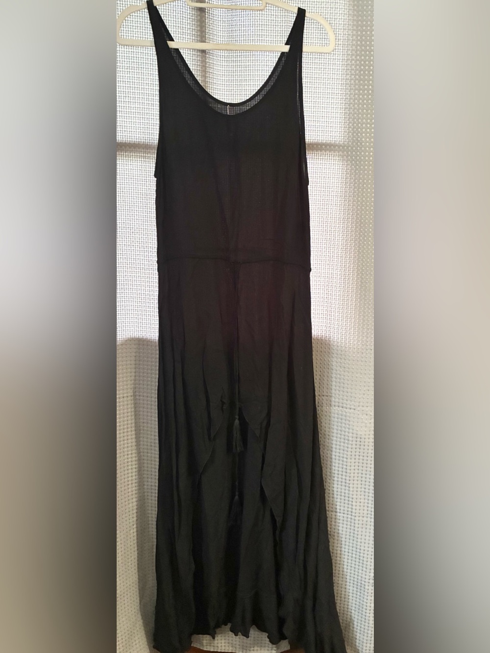 Indah Boho High Low Maxi Dress Sz S Tassel Tie Waist Festival Coastal New wTag